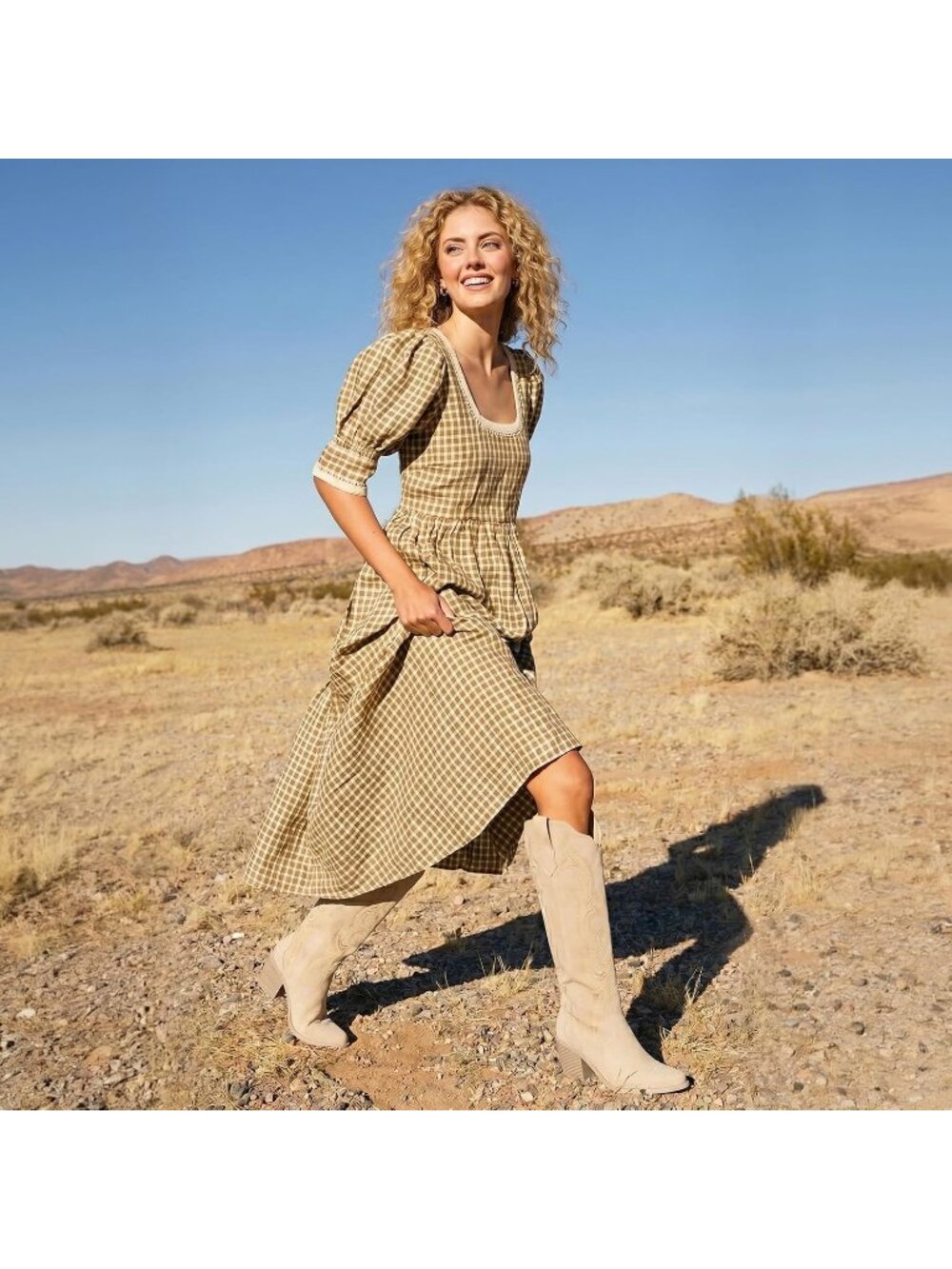 Women's Apricot Suede Comfortable Snip Toe Side Zipper Stable Chunky Heel Boots - Picture 2 of 6